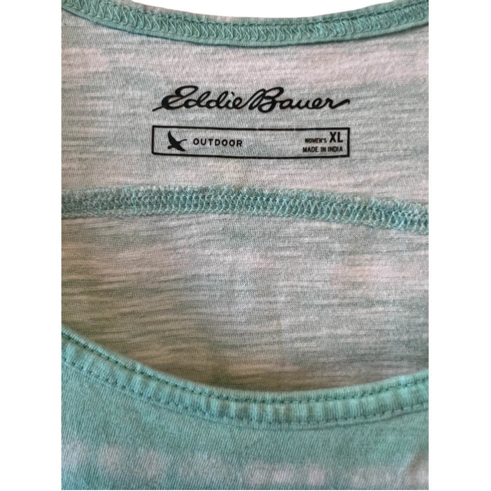 EDDIE BAUER Teal Striped Tie Dye Sleeveless Scoop Neck Casual Tank Top XL - Picture 5 of 7